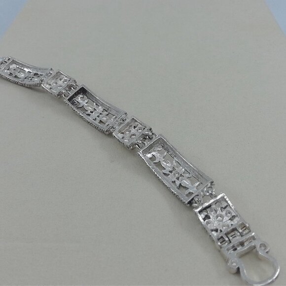 Vintage Silver-Tone Panel Bracelet - Picture 2 of 3